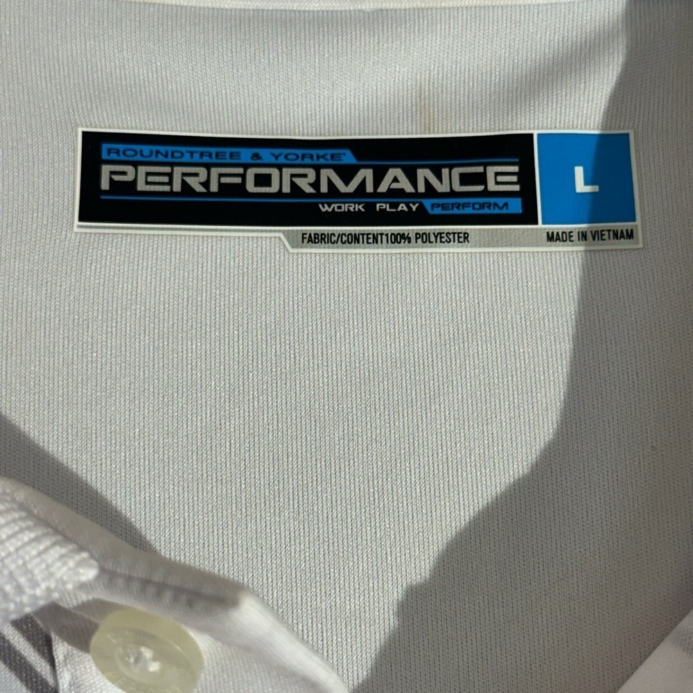 Roundtree & Yorke Performance Golf White  and Gray Polo Shirt - Picture 3 of 6